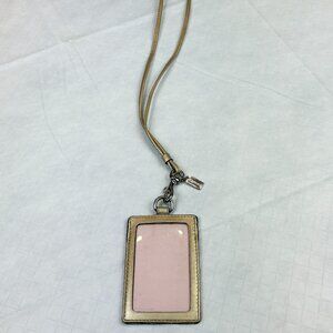 Coach Vintage gold tan brown Signature Monogram pattern Lanyard ID Card Holder